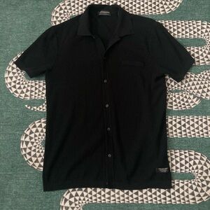 Scotch & Soda Black Knit Casual Button Down Holiday Shirt